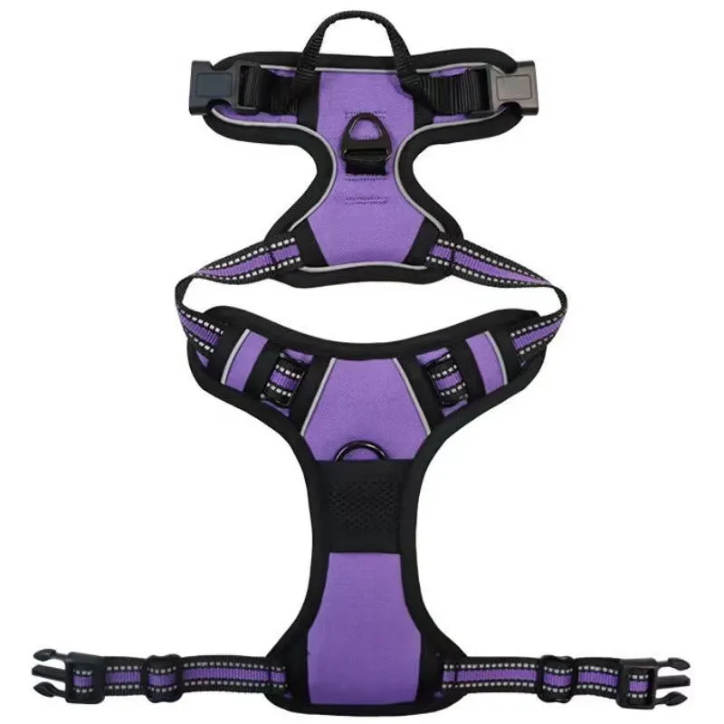 Nylon dog rope in black with chest and back design and 1.5 metre rope