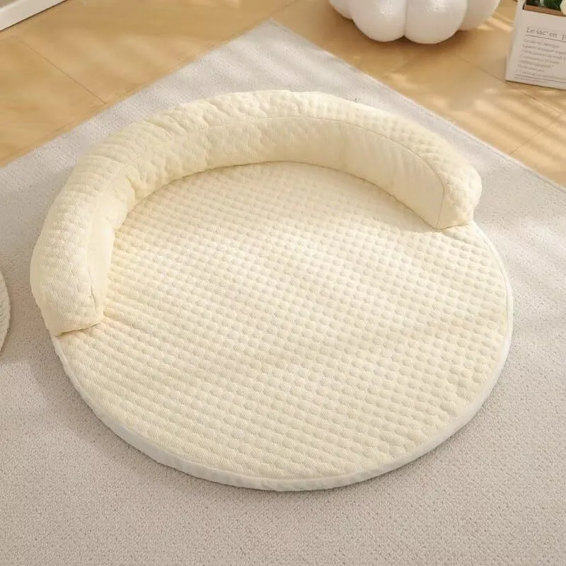 Cotton cooling dog bed mat in blue, available in sizes 50cm to 110cm