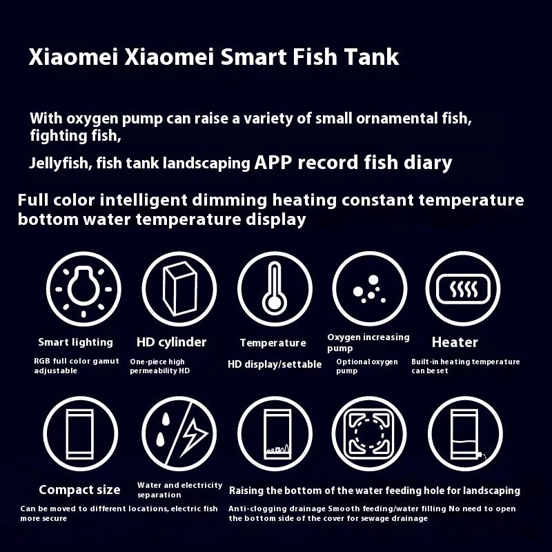 Bluetooth Douyu cylinder small fish tank in plastic, white colour, with data cable