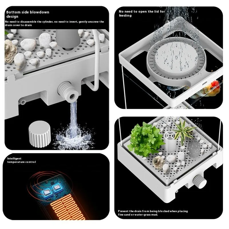 Bluetooth Douyu cylinder small fish tank in plastic, white colour, with data cable