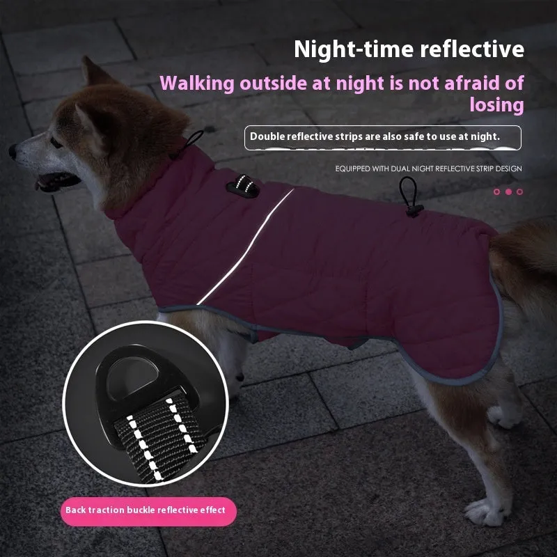Lightweight cotton-padded dog coat for medium large dogs cold-proof winter jacket Rose Red Dark Blue sizes S to XXL