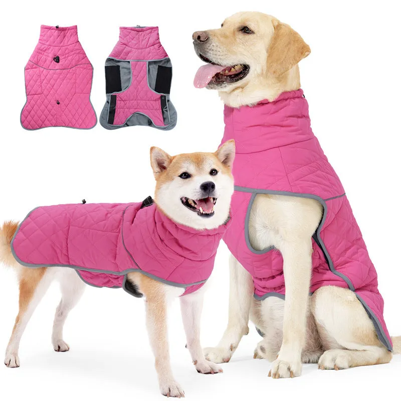 Lightweight cotton-padded dog coat for medium large dogs cold-proof winter jacket Rose Red Dark Blue sizes S to XXL