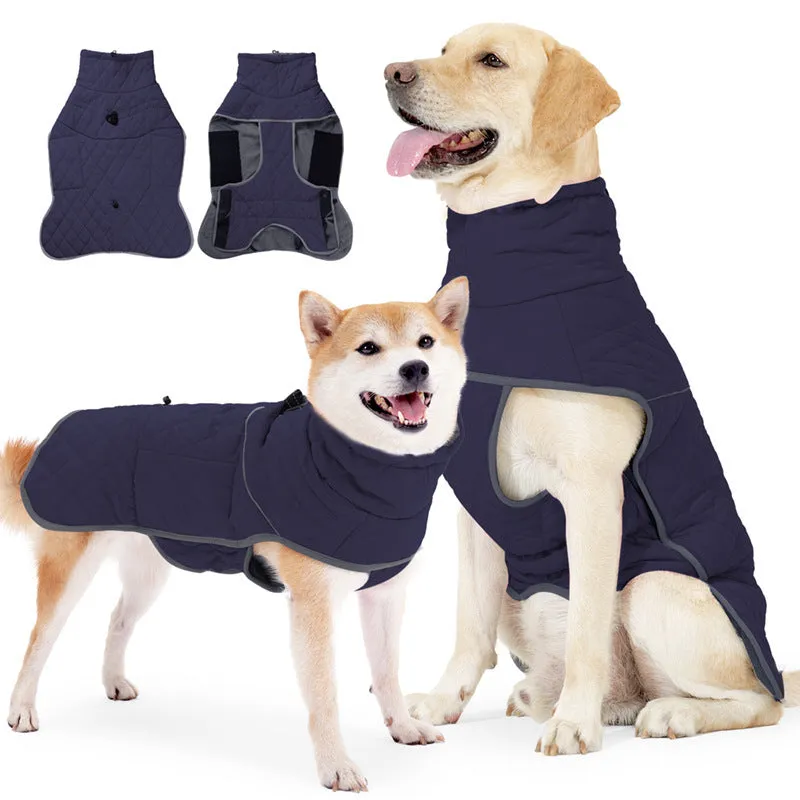 Lightweight cotton-padded dog coat for medium large dogs cold-proof winter jacket Rose Red Dark Blue sizes S to XXL