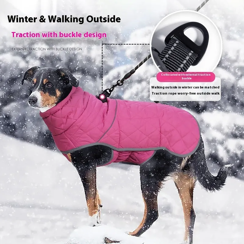 Lightweight cotton-padded dog coat for medium large dogs cold-proof winter jacket Rose Red Dark Blue sizes S to XXL