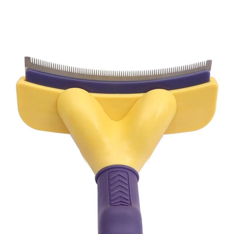 Teddy Golden Retriever hair removal comb with stainless steel blade and plastic TPR handle in two sizes