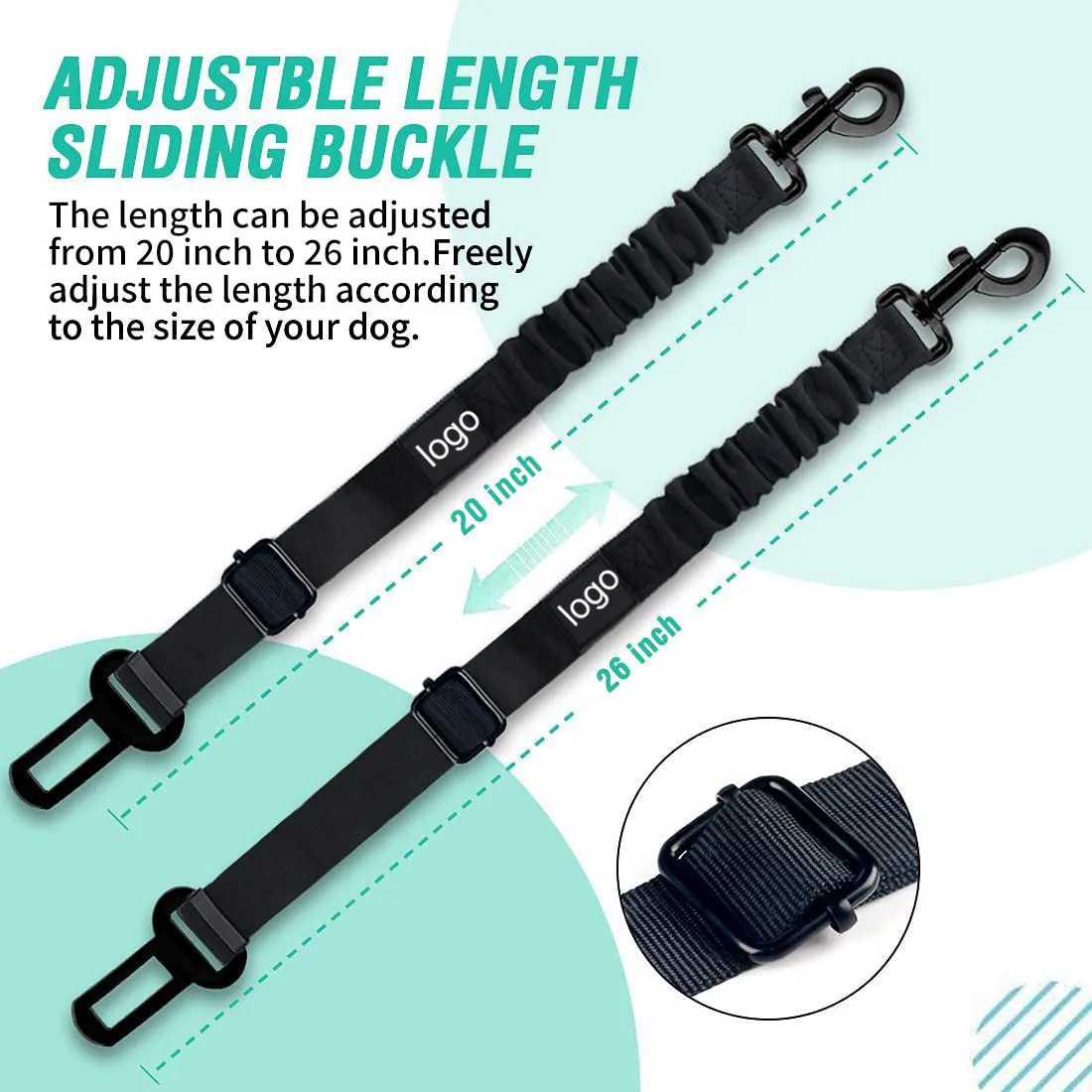 Nylon pet seat belt dog hand holding rope 85 cm in black, orange, pink, red, purple, dark blue, light blue, gray, rose red