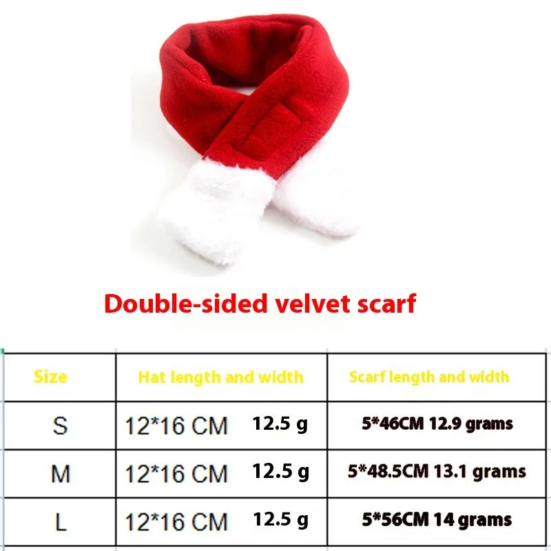 Christmas pet costume set with double-sided velvet cloak and hat on a small dog