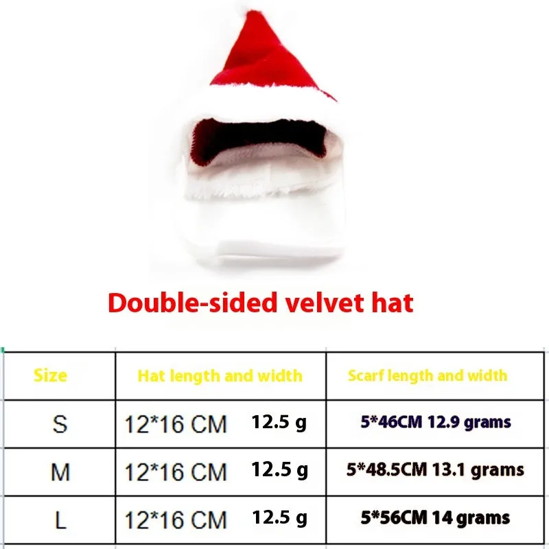 Christmas pet costume set with double-sided velvet cloak and hat on a small dog