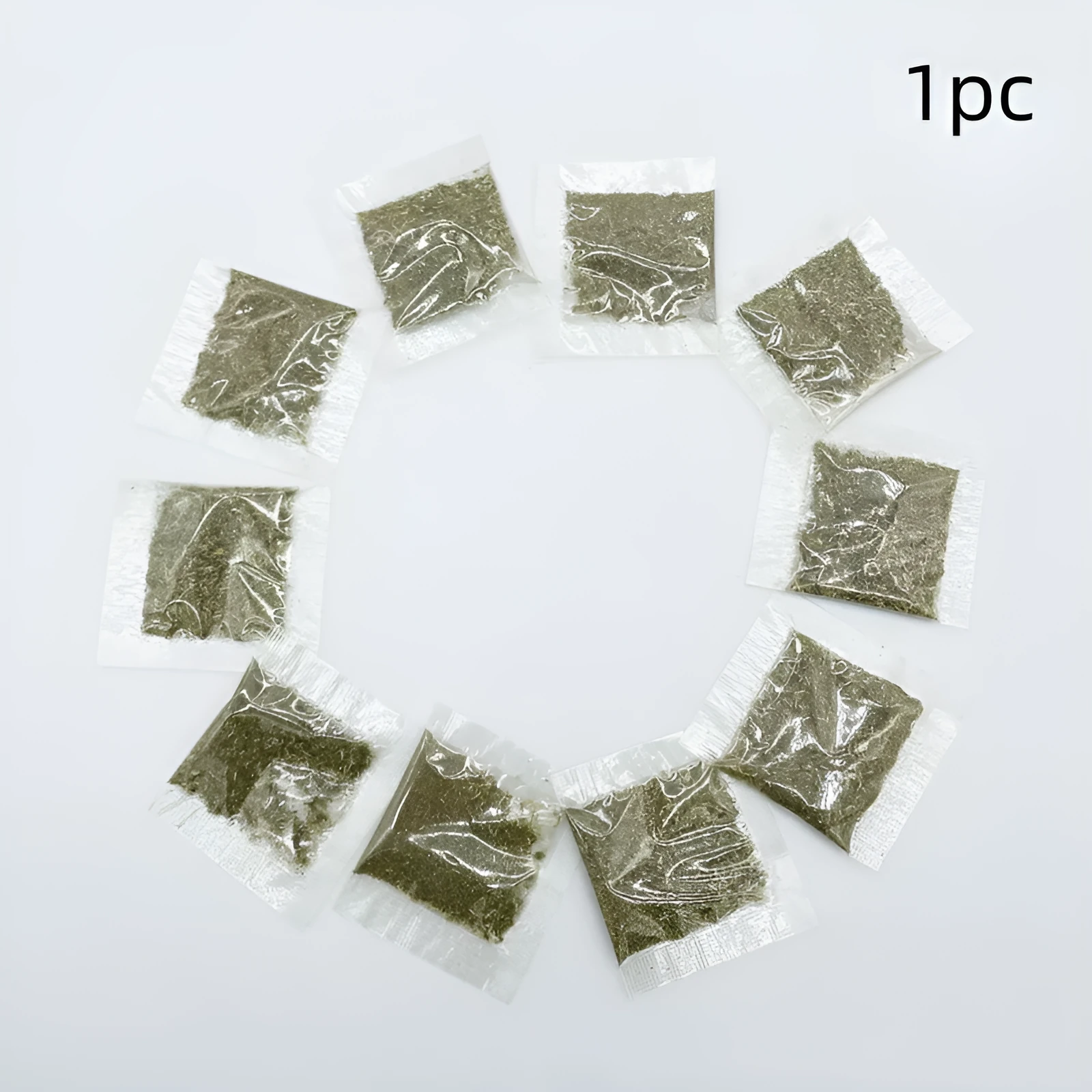 Catnip tea bag 1 gram in non-woven fabric pouch with catnip leaves visible inside