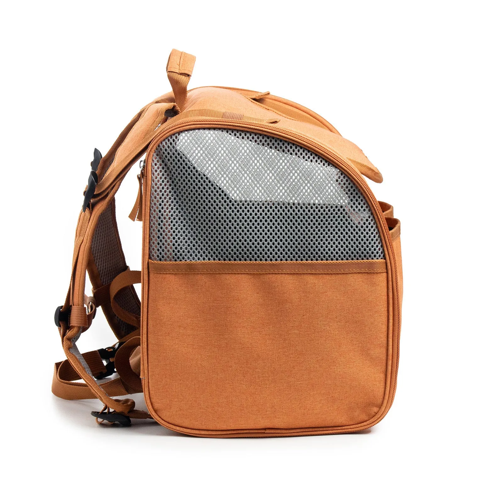 Gray expandable breathable cat backpack made of Oxford material with 55L capacity for outdoor pet travel