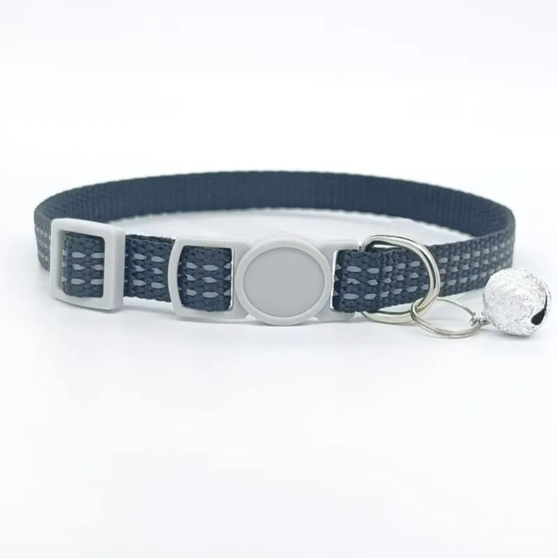 Nylon cat collar with quick-release buckle, 33cm length, available in 8 colours including black and pink