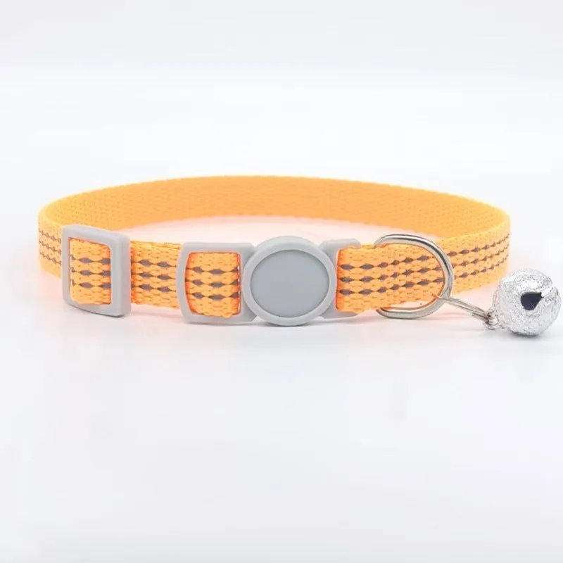 Nylon cat collar with quick-release buckle, 33cm length, available in 8 colours including black and pink