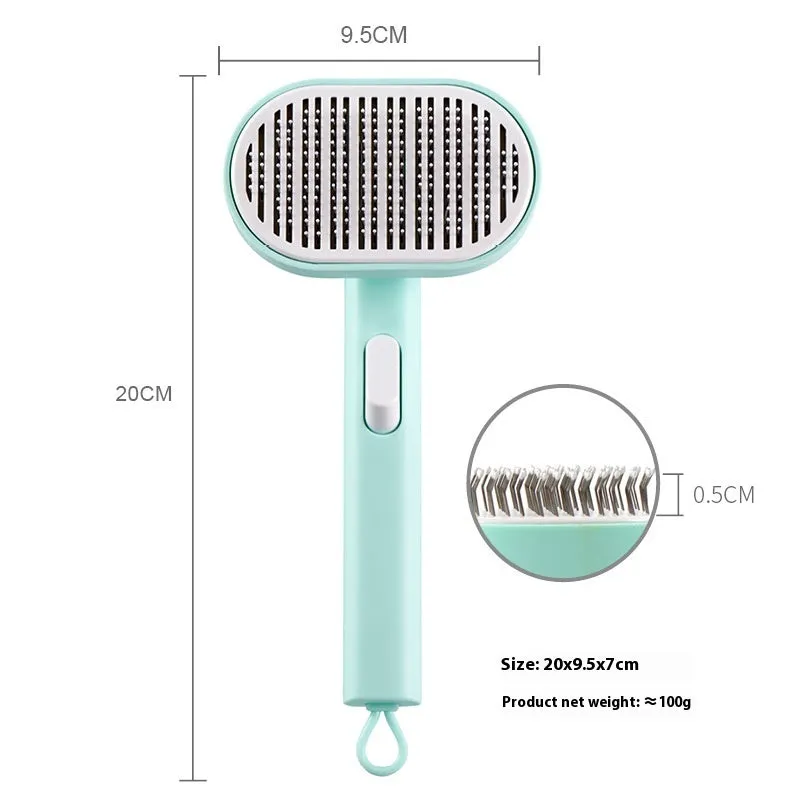 Pet automatic hair fading beauty hair removal brush in ABS stainless steel, comb style 2001, available in white