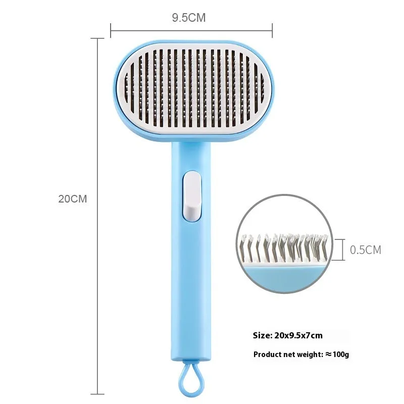 Pet automatic hair fading beauty hair removal brush in ABS stainless steel, comb style 2001, available in white