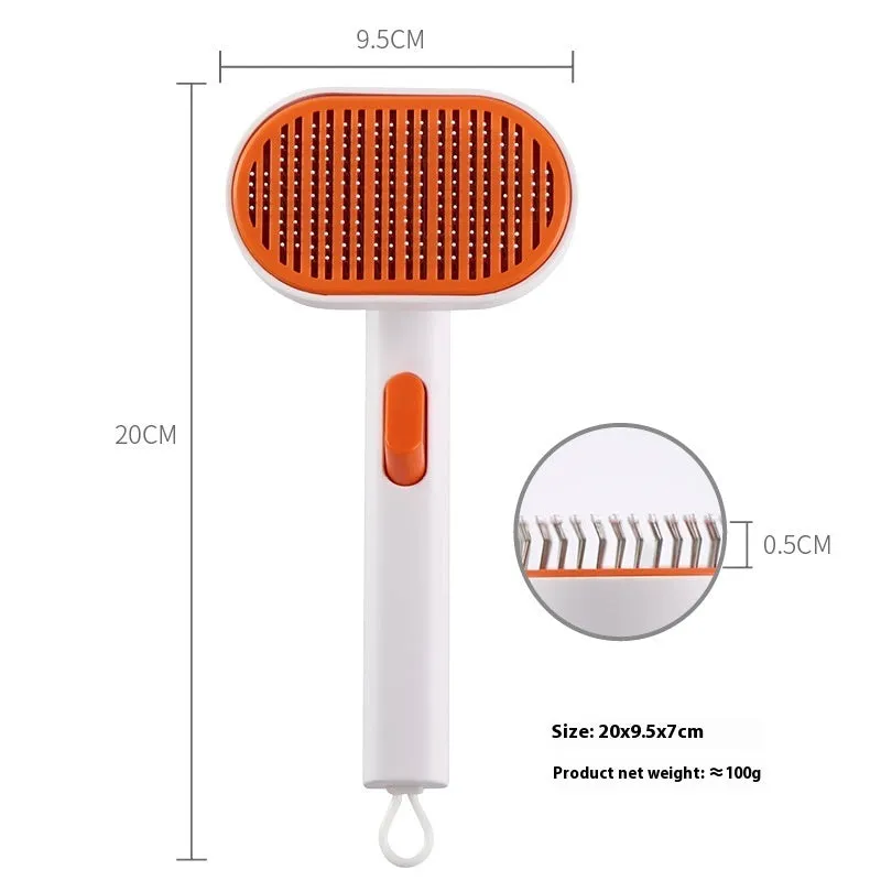 Pet automatic hair fading beauty hair removal brush in ABS stainless steel, comb style 2001, available in white