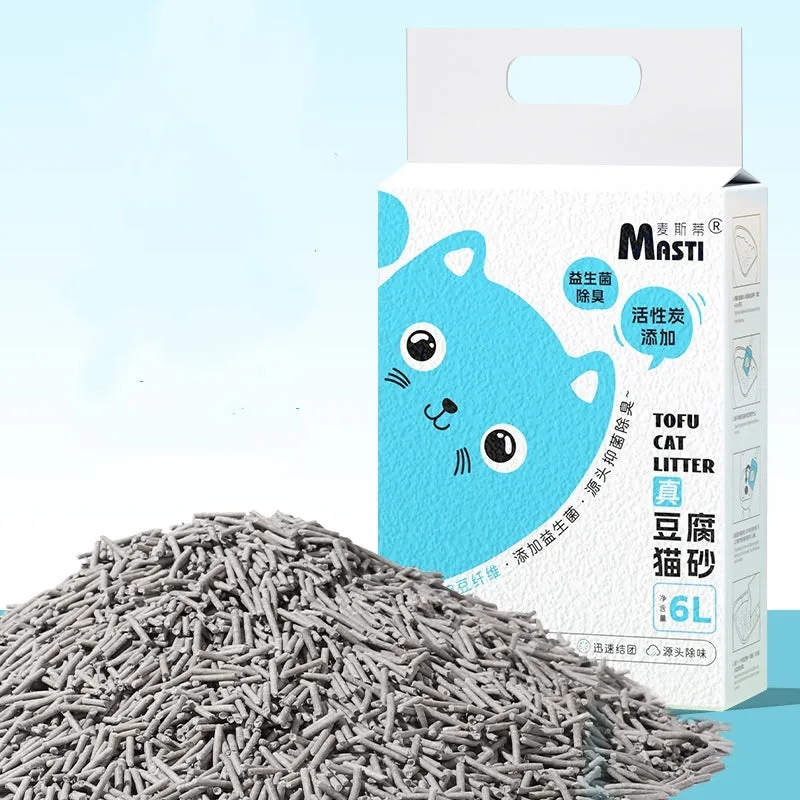 Bag of plant tofu cat litter 6L probiotics deodorant sand for cats, multiple flavours available