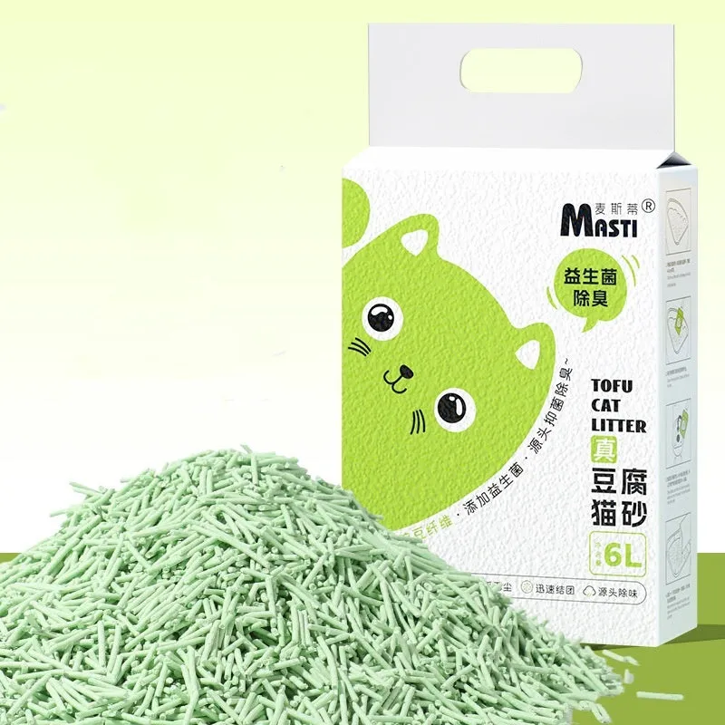 Bag of plant tofu cat litter 6L probiotics deodorant sand for cats, multiple flavours available