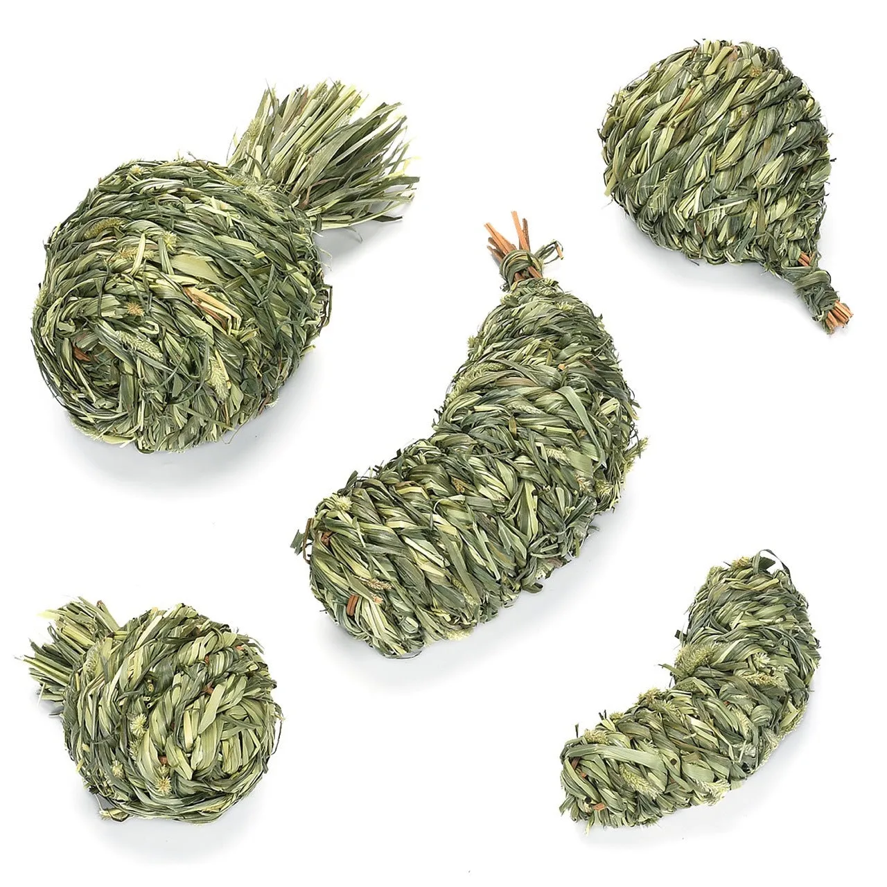 Timothy grass pet chew toy shaped like an apple for rabbits and guinea pigs
