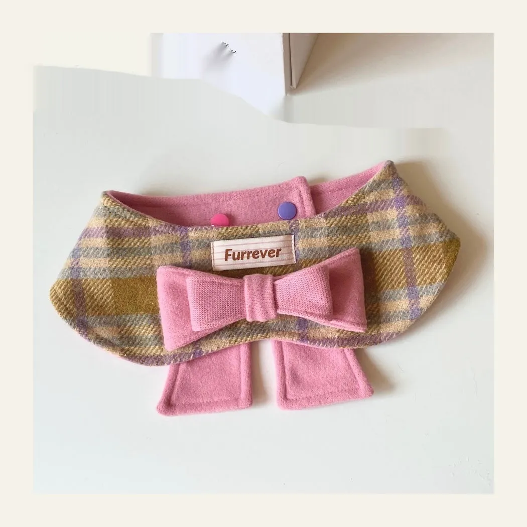 My Maillard Puppy Bow Bib in Maillard Gift Bib colour attached to a matching polyester collar, available in multiple sizes for dogs
