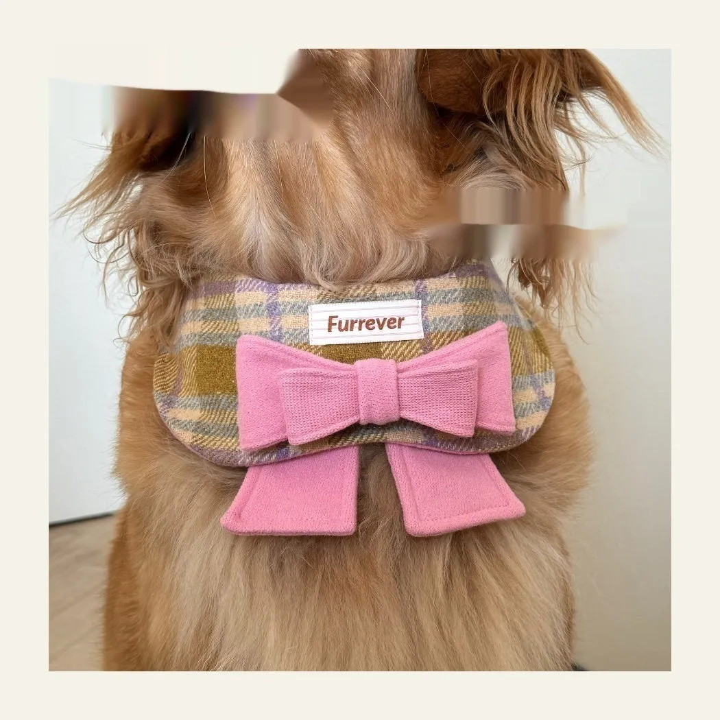 My Maillard Puppy Bow Bib in Maillard Gift Bib colour attached to a matching polyester collar, available in multiple sizes for dogs