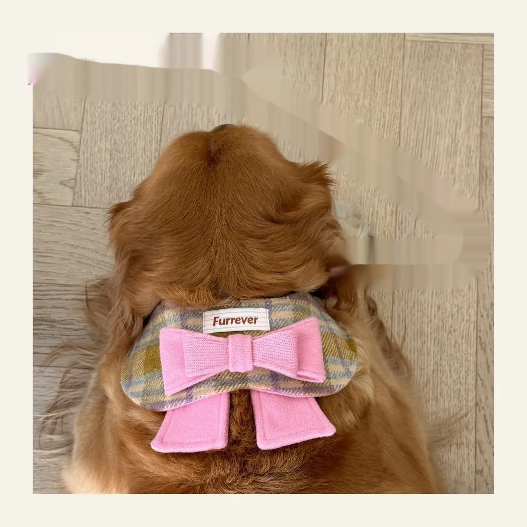 My Maillard Puppy Bow Bib in Maillard Gift Bib colour attached to a matching polyester collar, available in multiple sizes for dogs