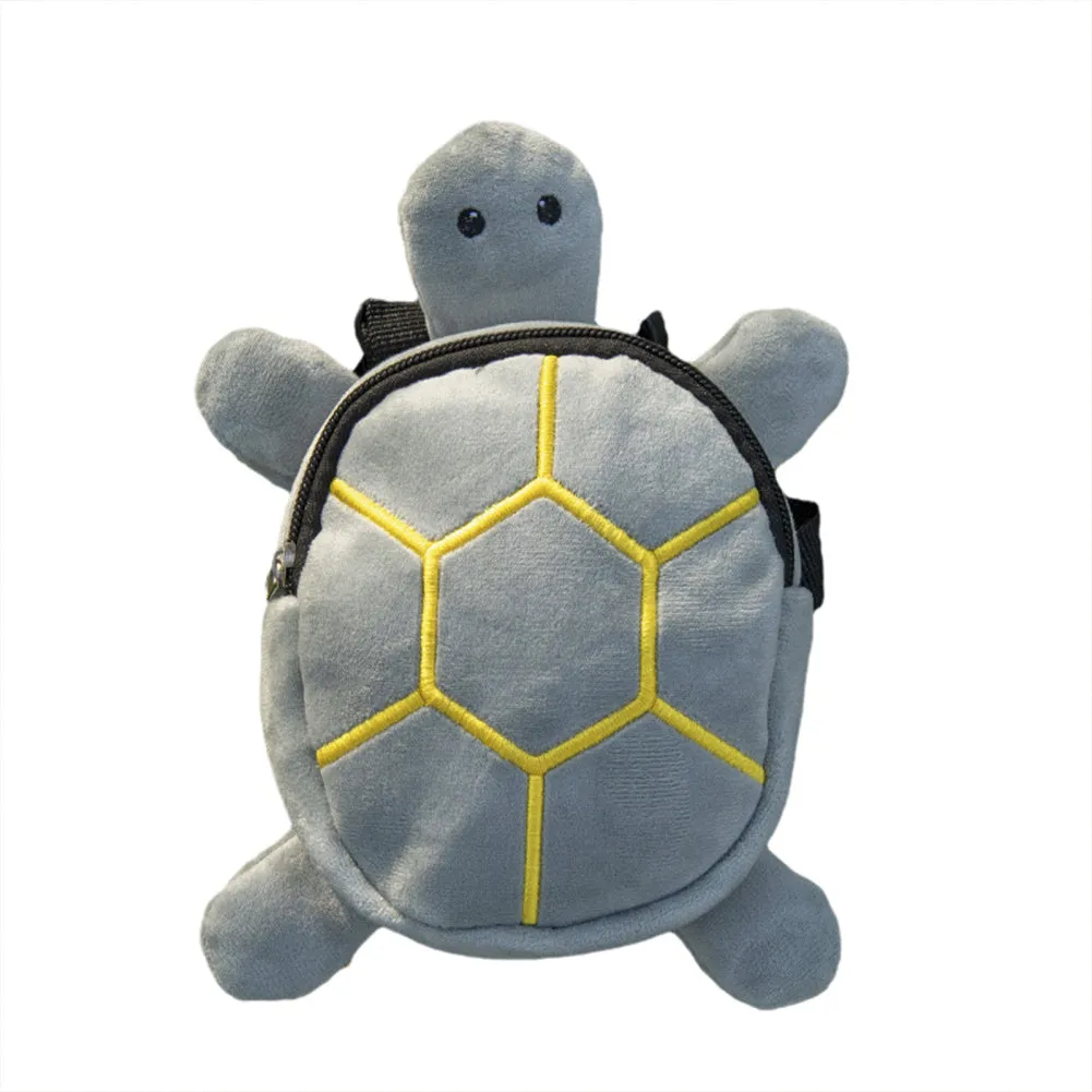 Turtle-shaped dog backpack harness in green colour with metal zipper