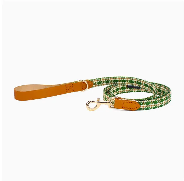 Pet tie ornament hand holding rope in green and pink colours for dogs with collar