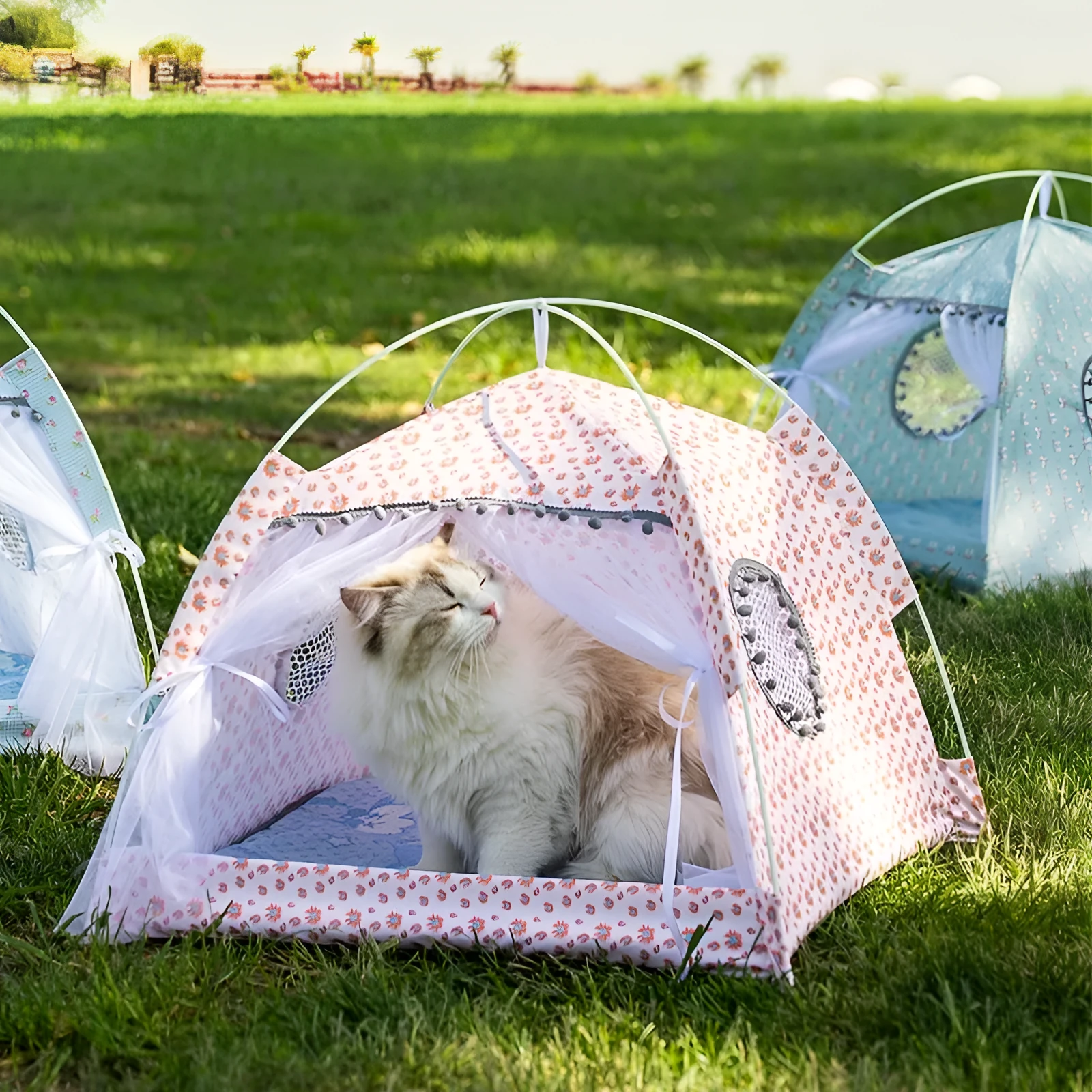 Cat nest summer tent bed in beige Paris Dusk colour for cats and small dogs
