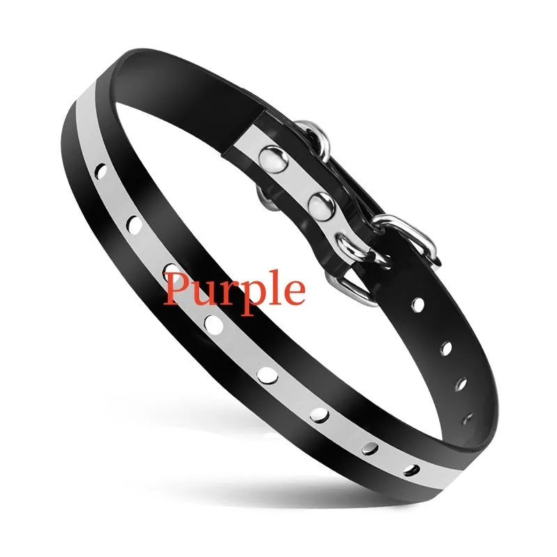 Silicone bark suppressant dog collar in black, showing adjustable buckle and silicone material
