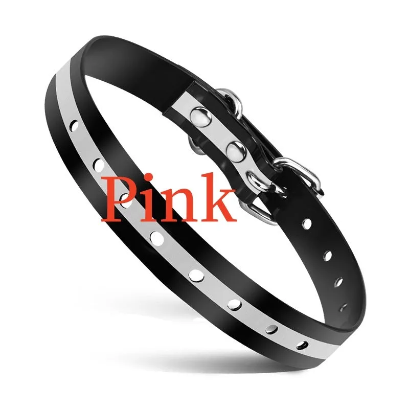 Silicone bark suppressant dog collar in black, showing adjustable buckle and silicone material