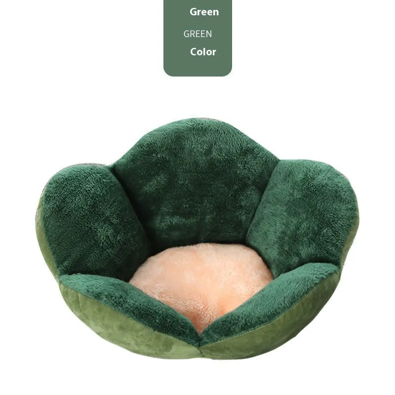 Round plush pet bed in gray with raised rim, 40cm diameter, for cats and small dogs