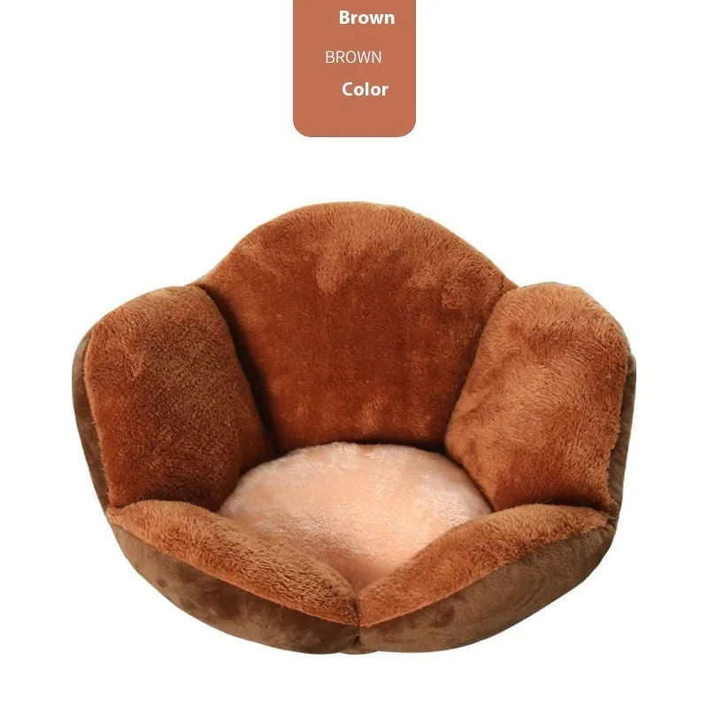 Round plush pet bed in gray with raised rim, 40cm diameter, for cats and small dogs