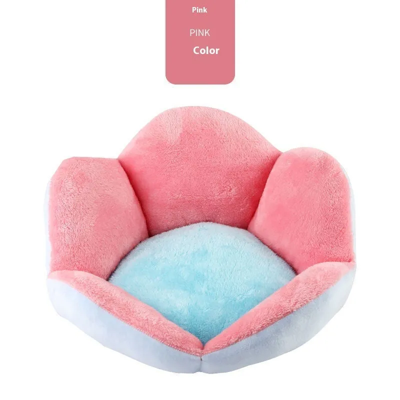 Round plush pet bed in gray with raised rim, 40cm diameter, for cats and small dogs