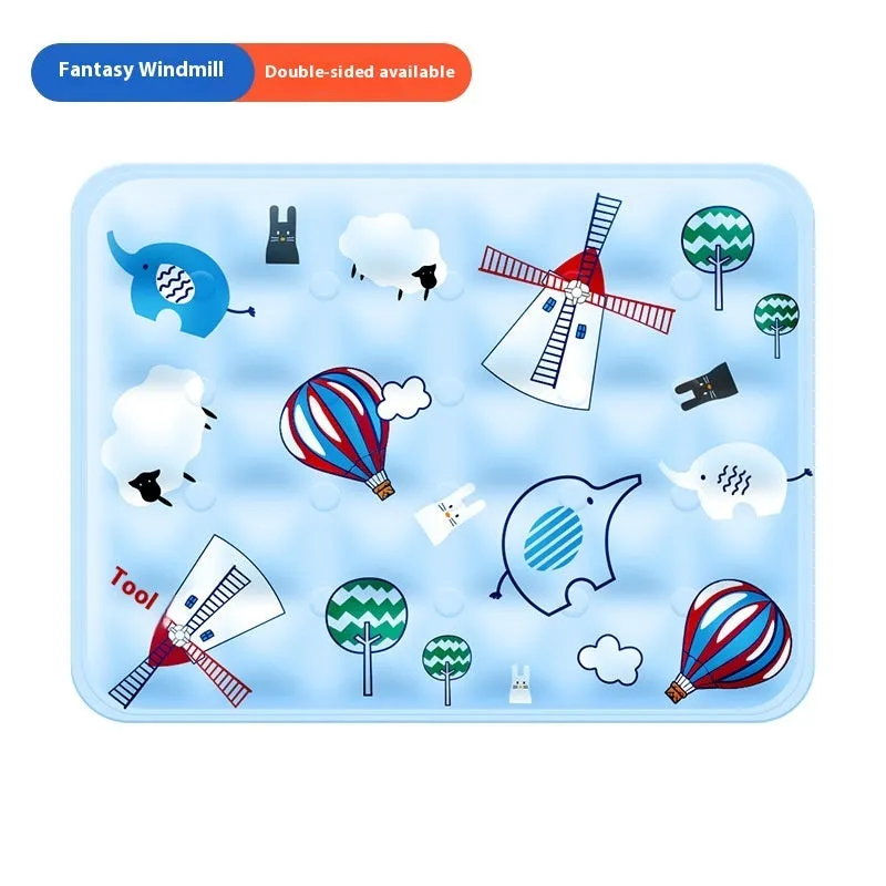 Summer cooling mat for dogs in polyester PVC, size XL, fantasy windmill design