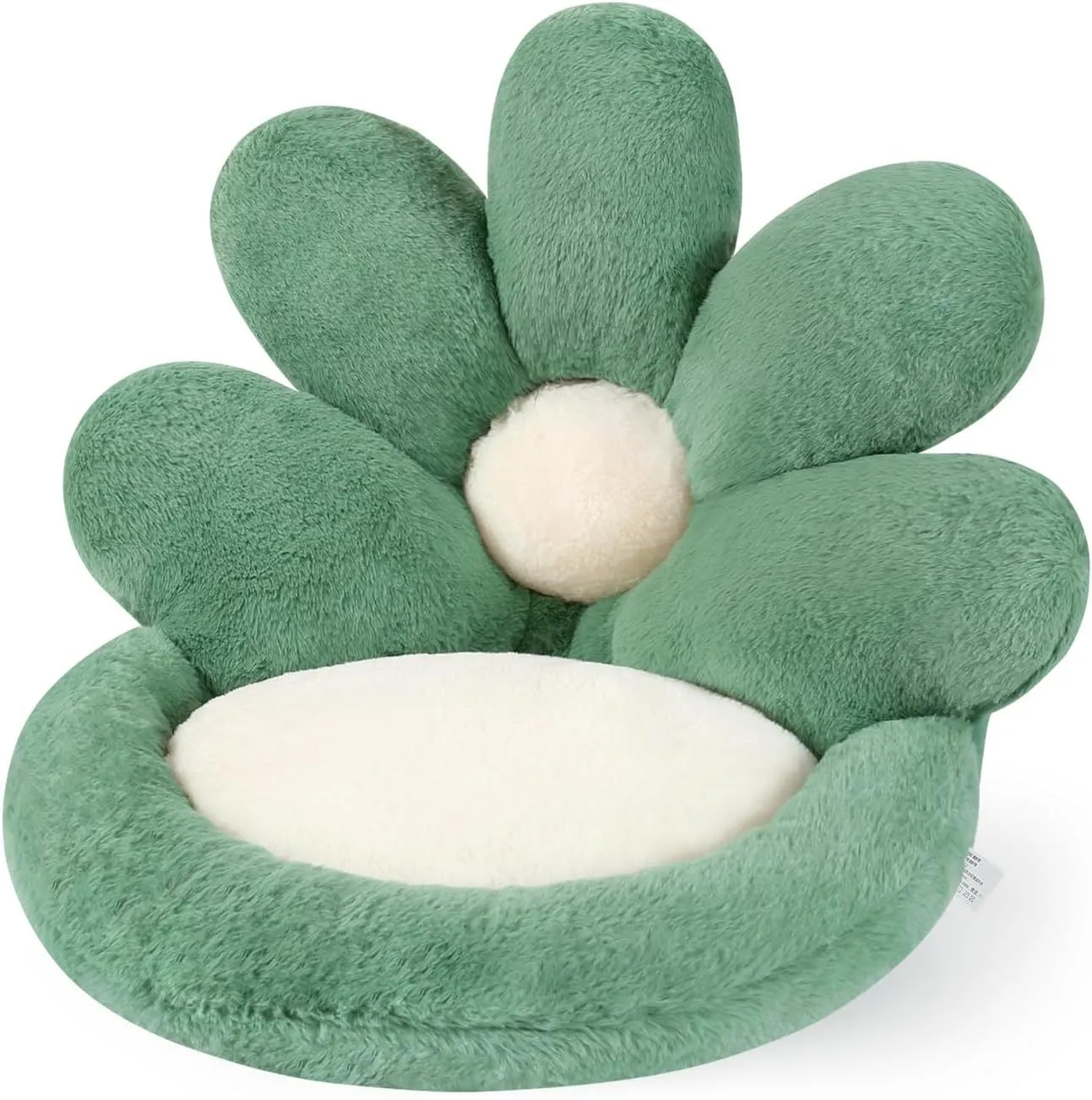Round grey flower-shaped seat cushion with soft plush fabric, 19 inches, for gaming chair or floor use