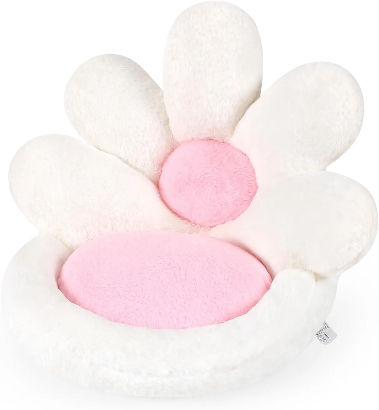 Round grey flower-shaped seat cushion with soft plush fabric, 19 inches, for gaming chair or floor use