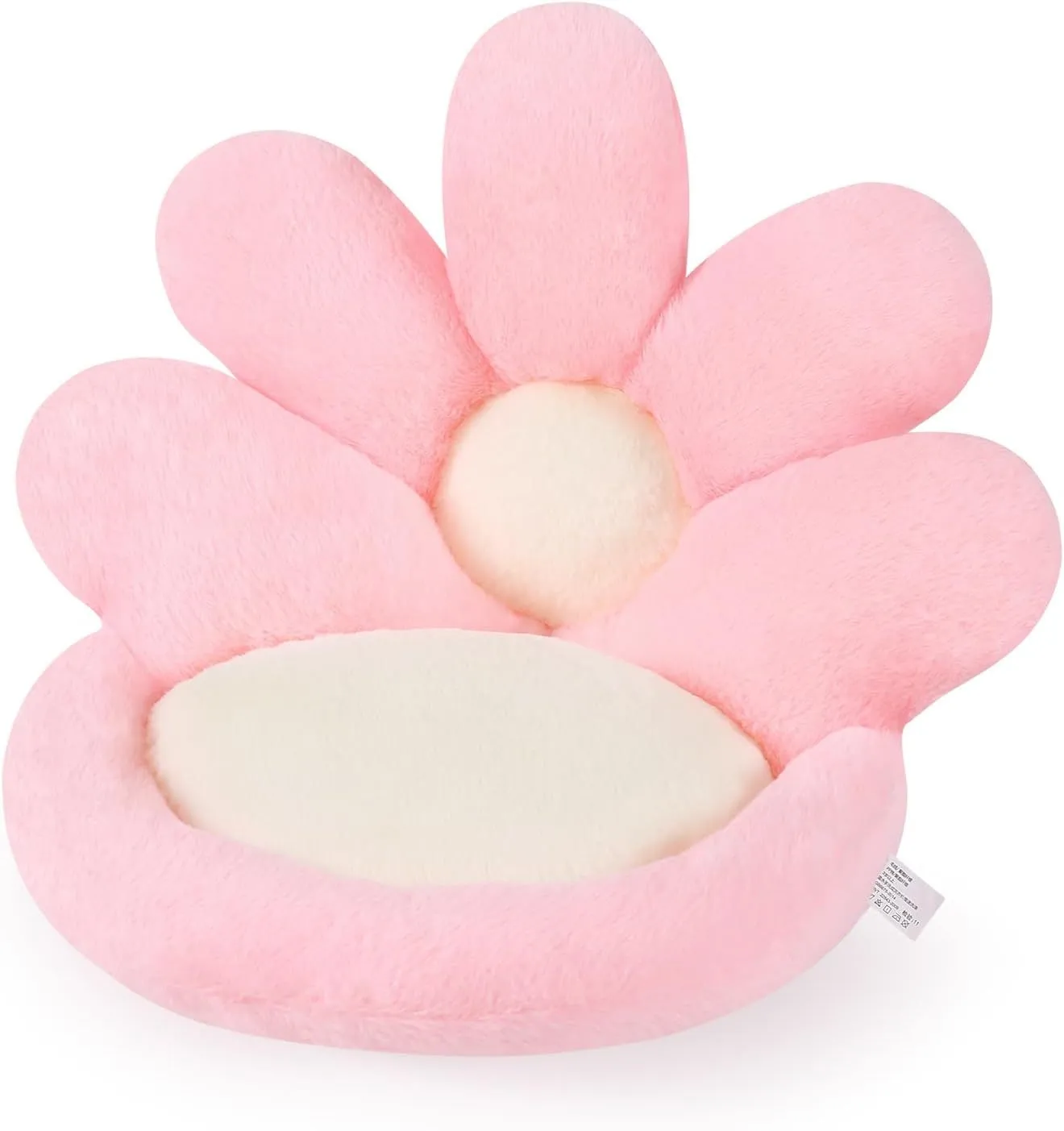 Round grey flower-shaped seat cushion with soft plush fabric, 19 inches, for gaming chair or floor use