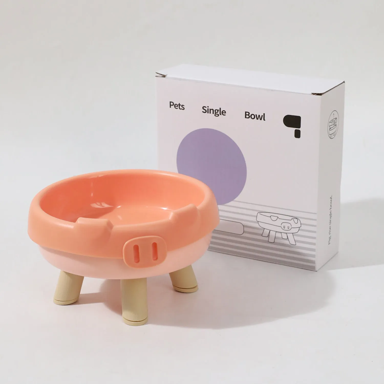 Donut Four Legs cat bowl in PP plastic, 300ml, stable four-leg design for anti-spill feeding