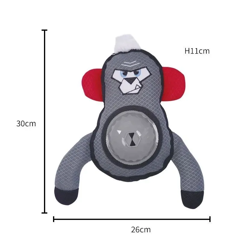 Missing food dog toy in gorilla shape with paper sound, bite-resistant fabric, green colour