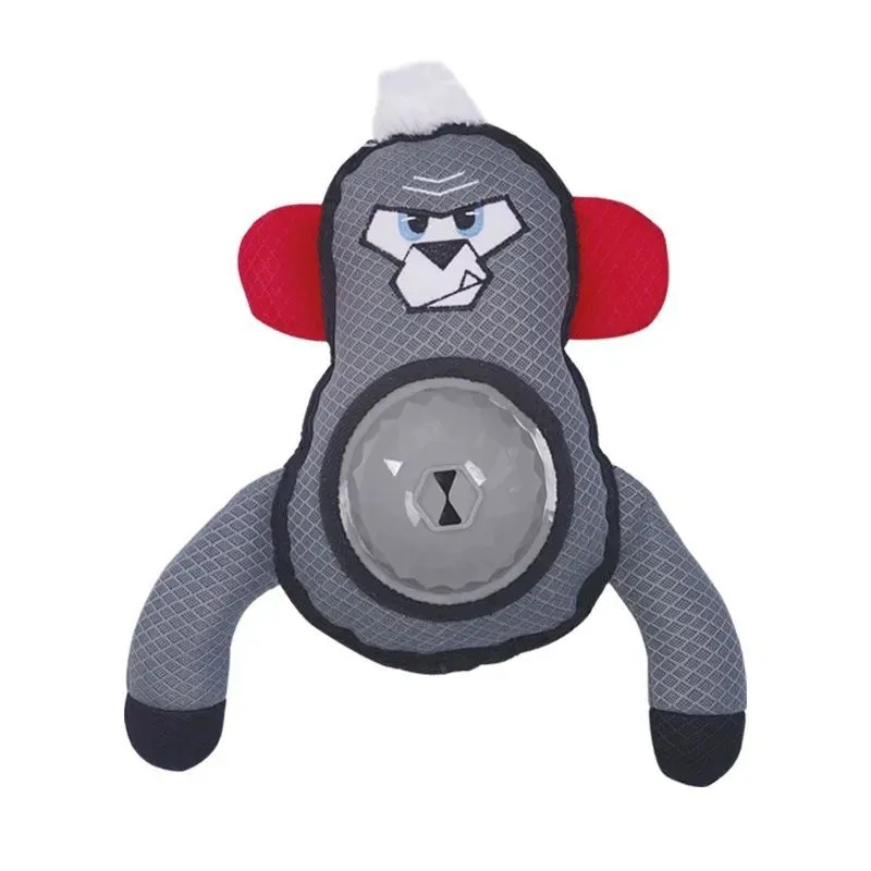 Missing food dog toy in gorilla shape with paper sound, bite-resistant fabric, green colour