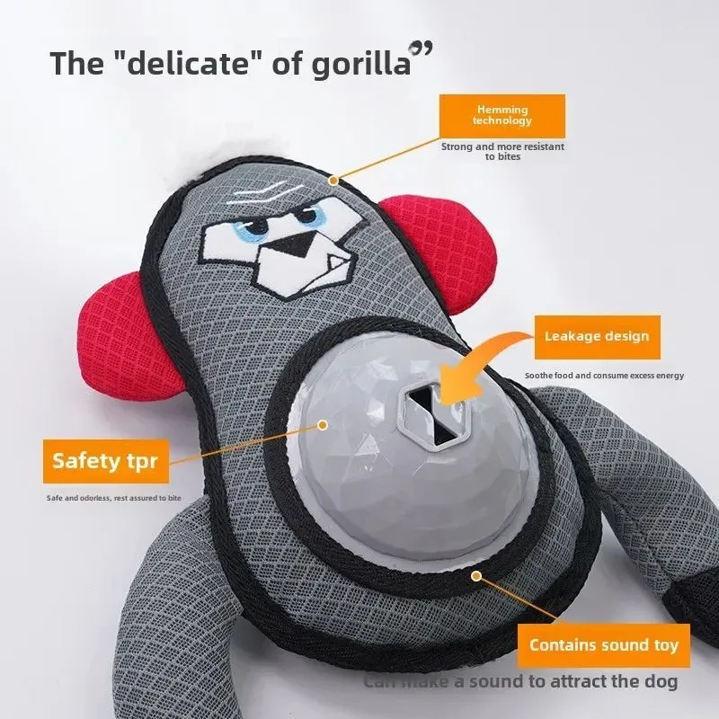 Missing food dog toy in gorilla shape with paper sound, bite-resistant fabric, green colour