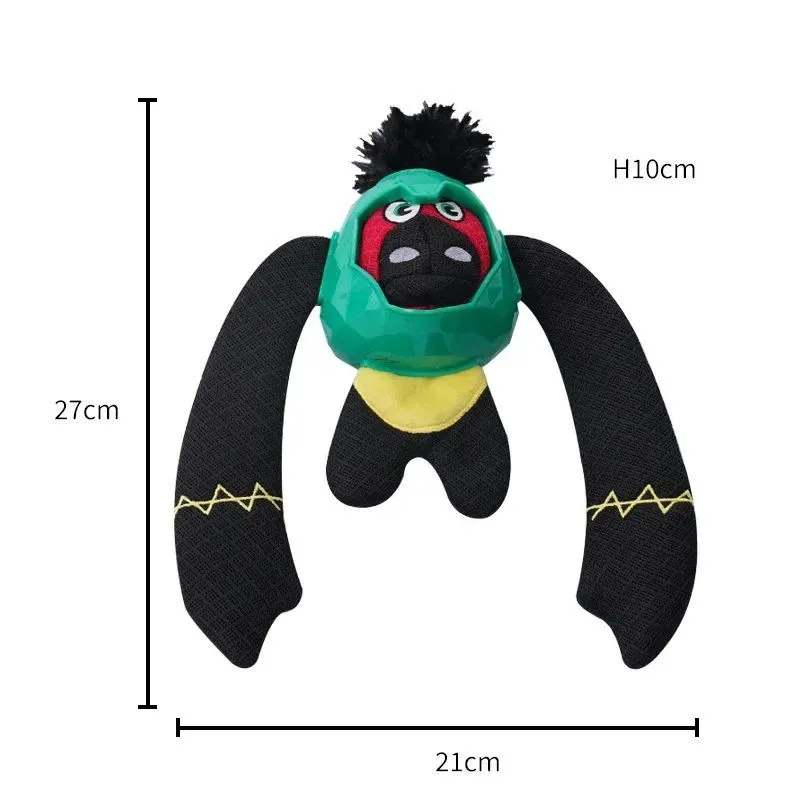 Missing food dog toy in gorilla shape with paper sound, bite-resistant fabric, green colour