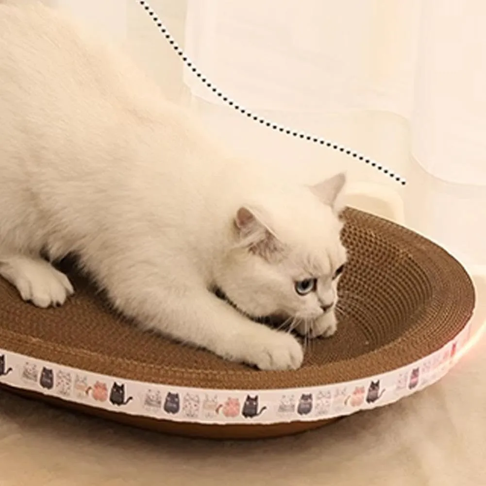 Oval cat scratch bed cardboard cat scratcher 2 in 1 lounger bowl nest for indoor cats, available in four sizes