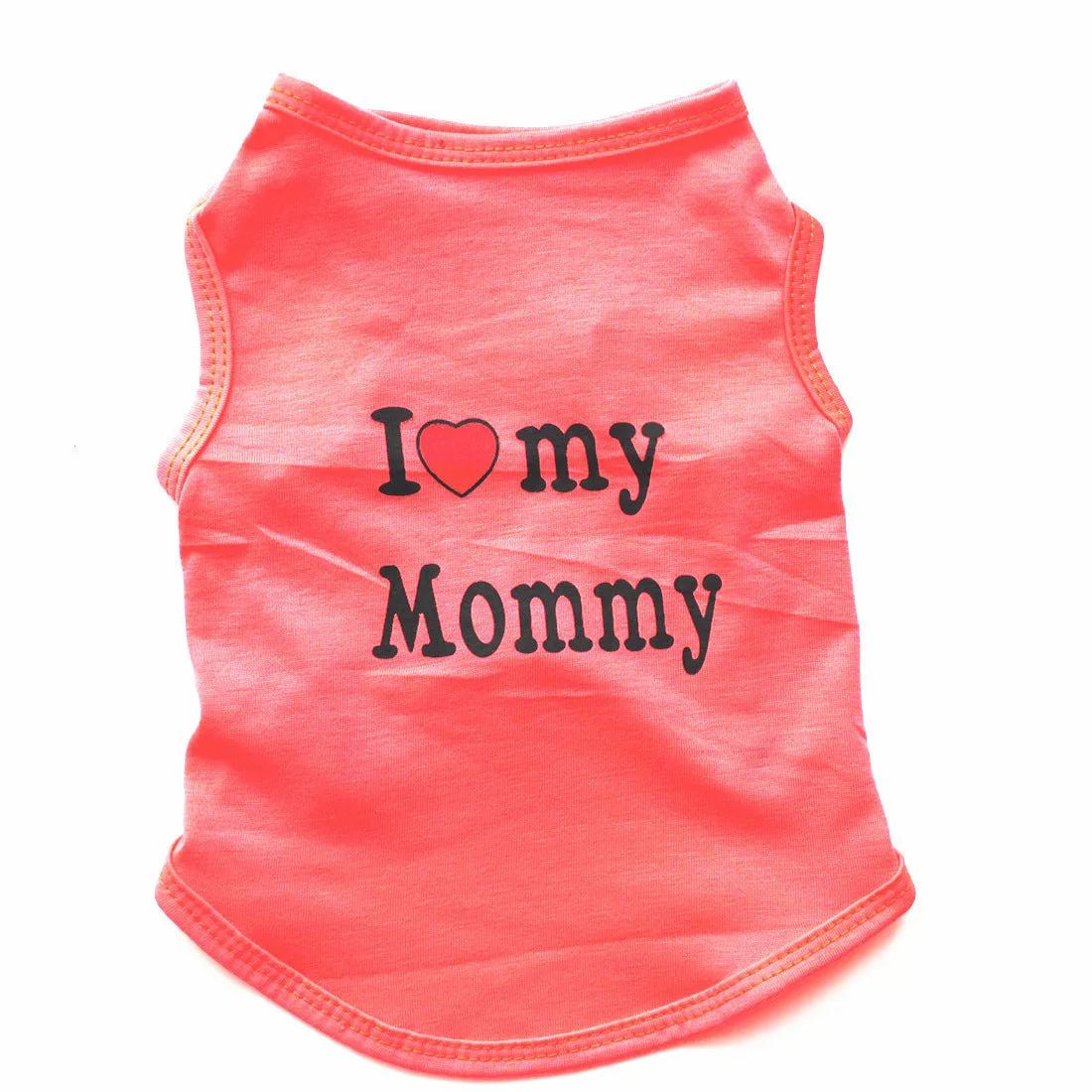 Polyester pet vest with Love Mom print in pink colour for small dogs