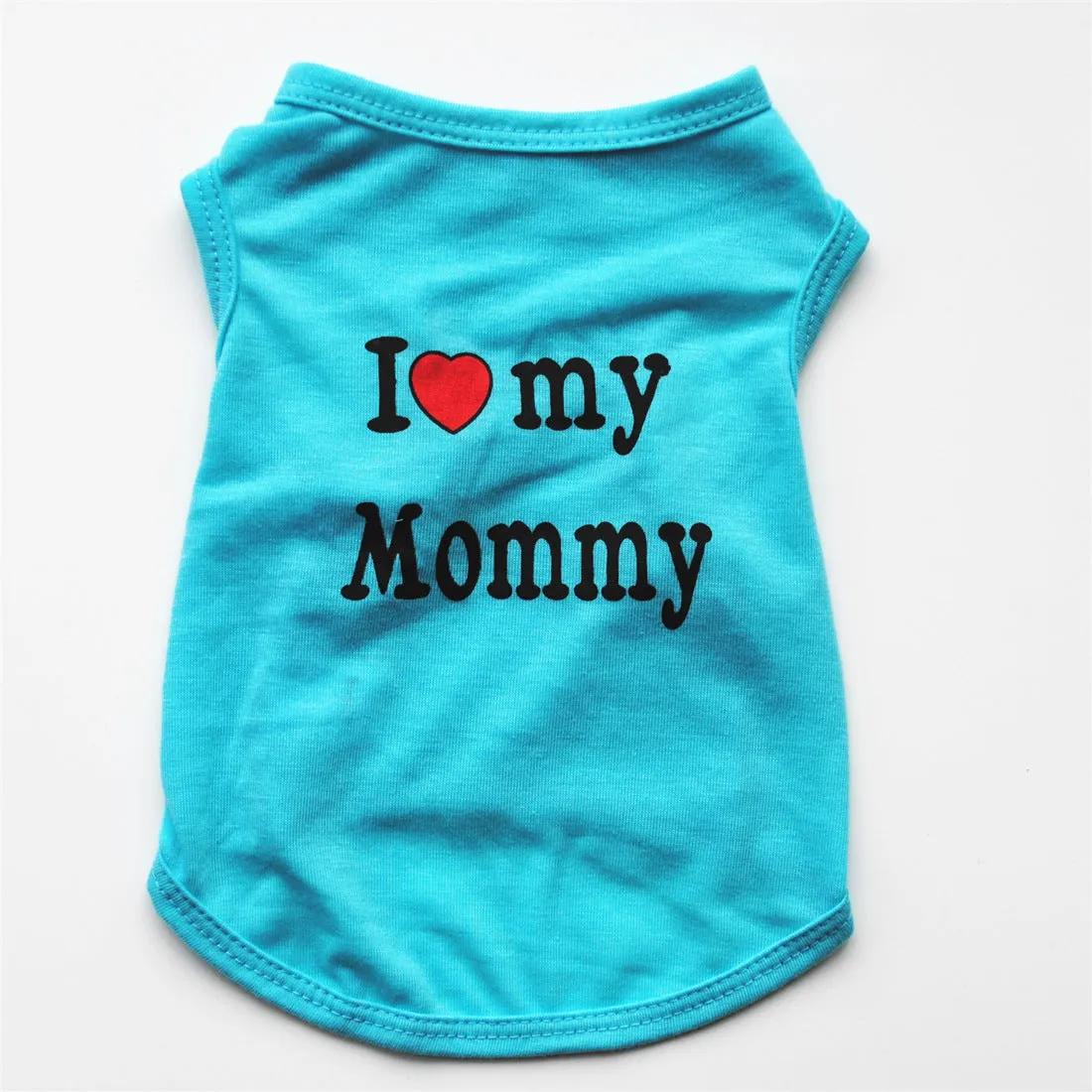 Polyester pet vest with Love Mom print in pink colour for small dogs