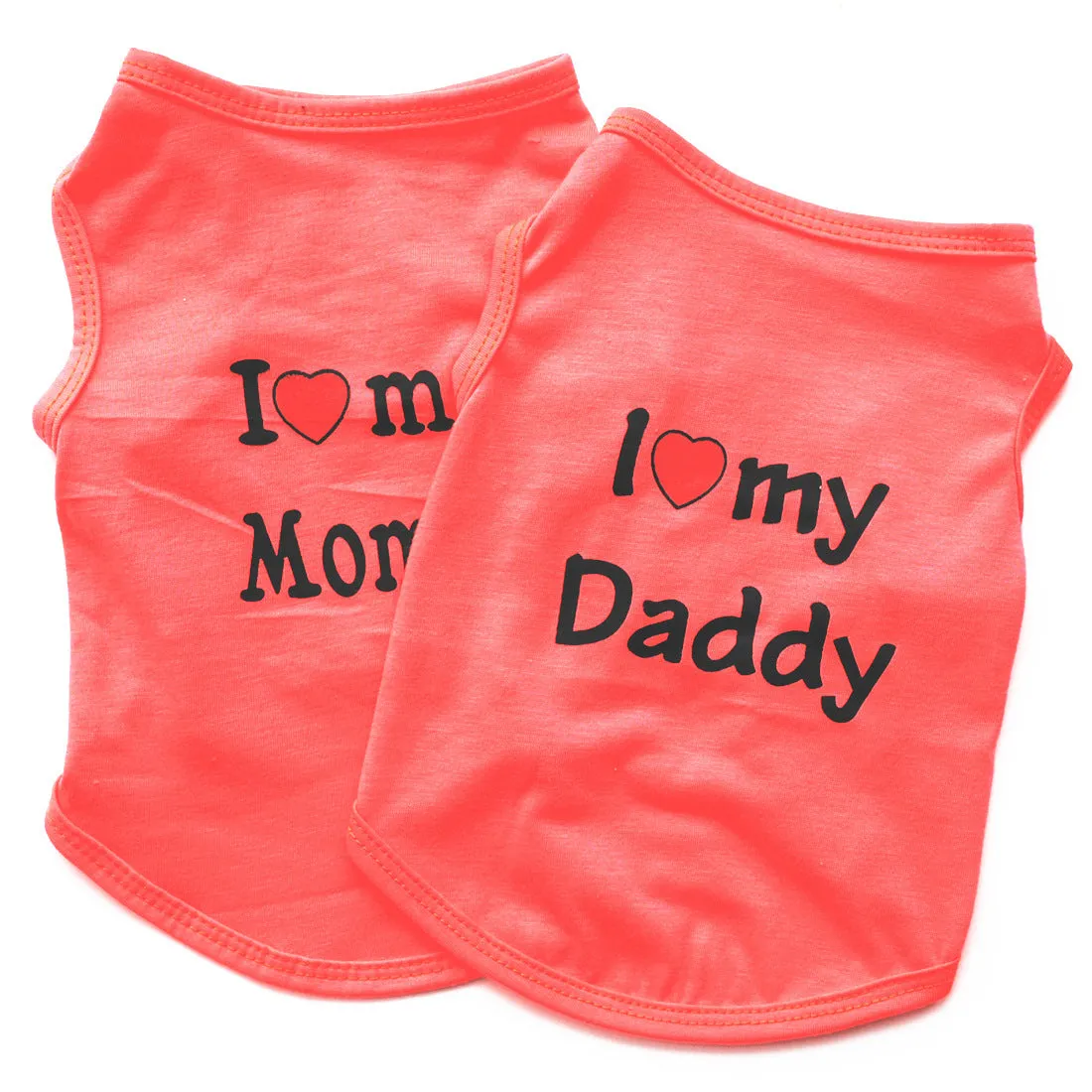 Polyester pet vest with Love Mom print in pink colour for small dogs