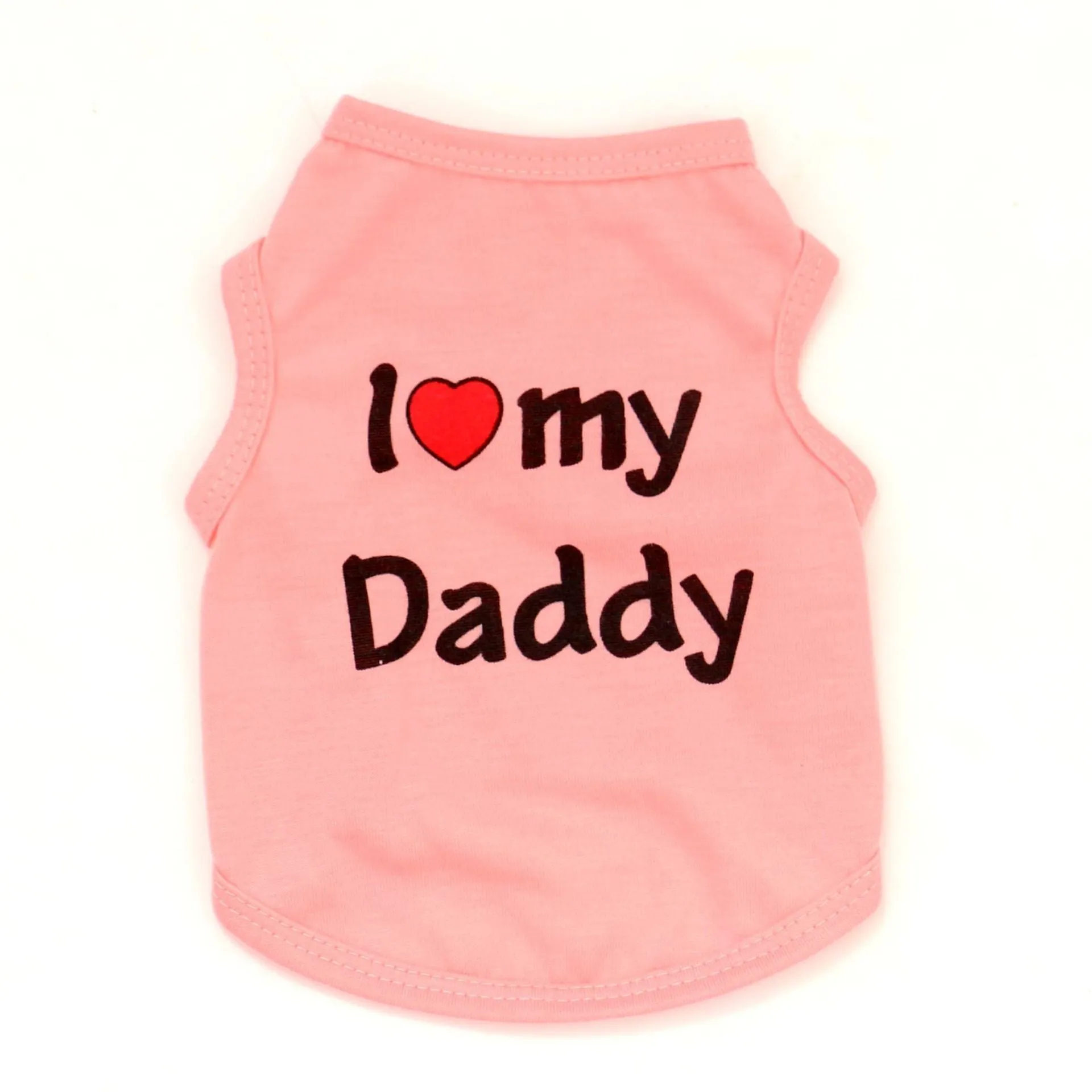 Polyester pet vest with Love Mom print in pink colour for small dogs