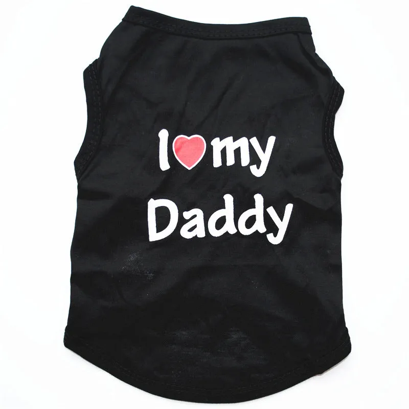 Polyester pet vest with Love Mom print in pink colour for small dogs