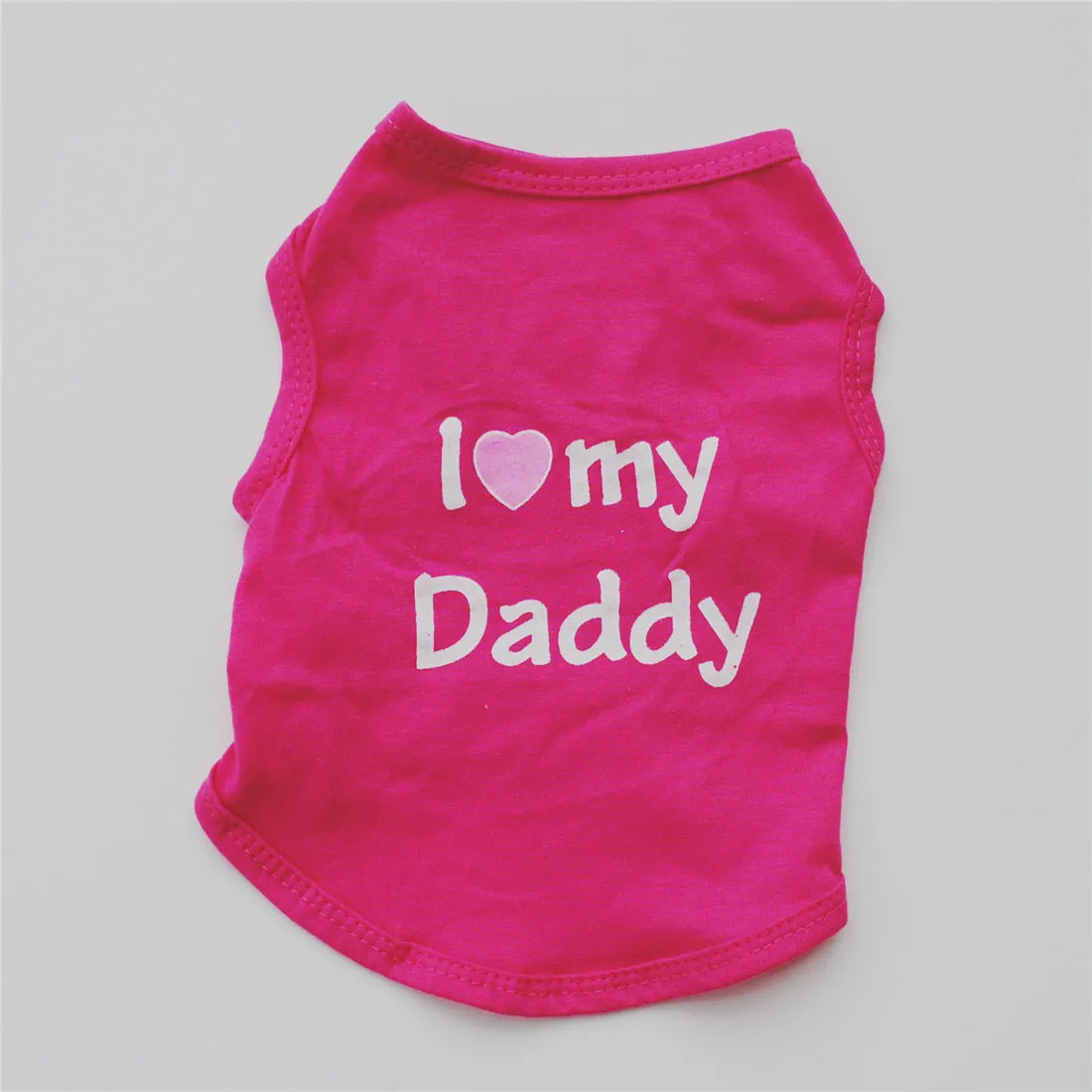 Polyester pet vest with Love Mom print in pink colour for small dogs