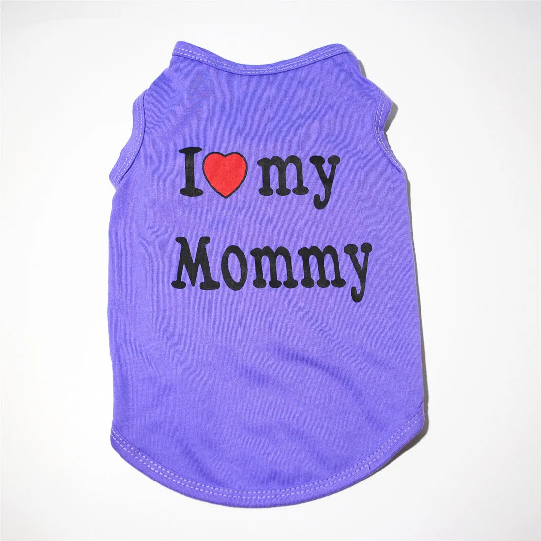 Polyester pet vest with Love Mom print in pink colour for small dogs